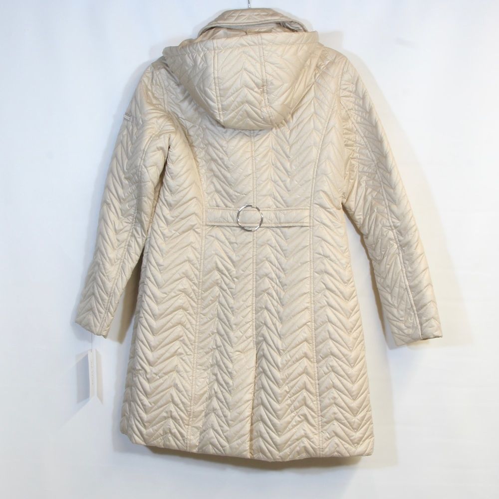Via Spiga Stone Colored Zigzag Quilted Hooded Jacket Women - Picture 11 of 12